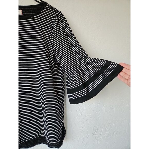 Womens Max Studio Weekend Ruffle Stripe Blouse Sz Smal Boho Office Siren Capsule - Picture 2 of 6